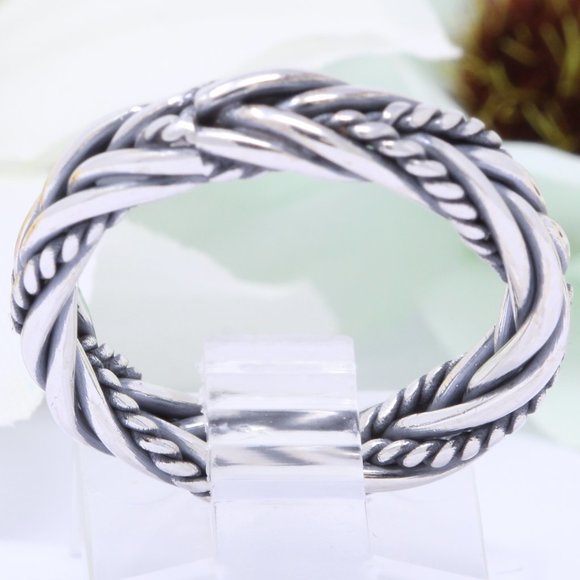 4mm Braided Twisted Band Ring 925 Sterling Silver - Picture 2 of 2